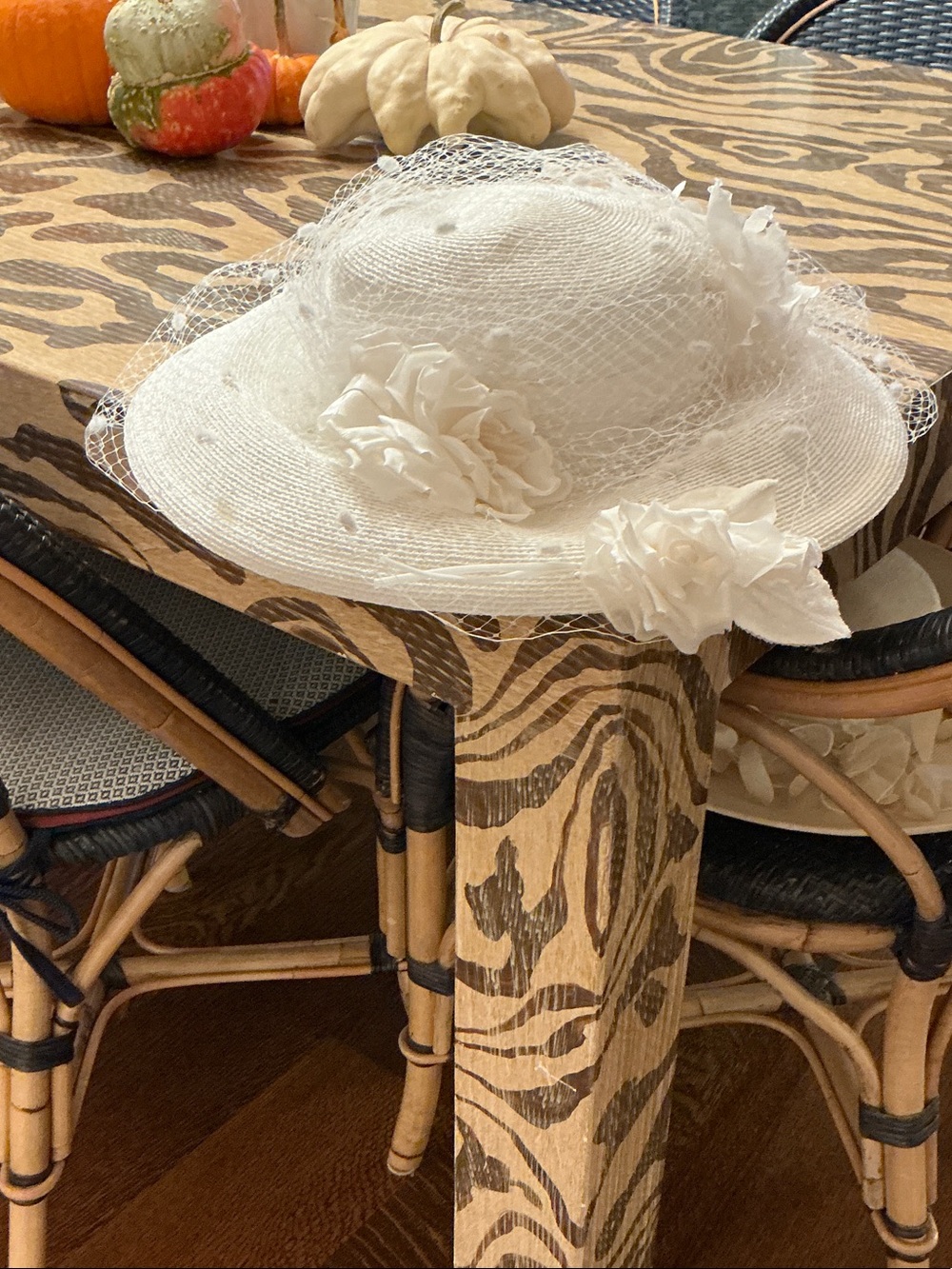 Women's Cream Floral Veil Dress Hat